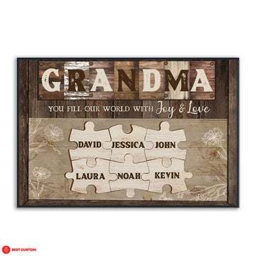 You Fill Our World With Joy & Love - Personalized Canvas - Gift For Grandma