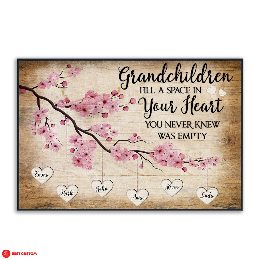 Grandchildren Fill A Place In Your Heart - Personalized Canvas - Gift For Grandma