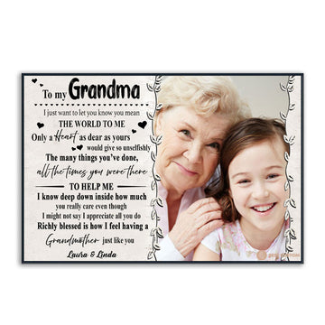 You Mean The World To Me - Personalized Photo Canvas - Gift For Grandma