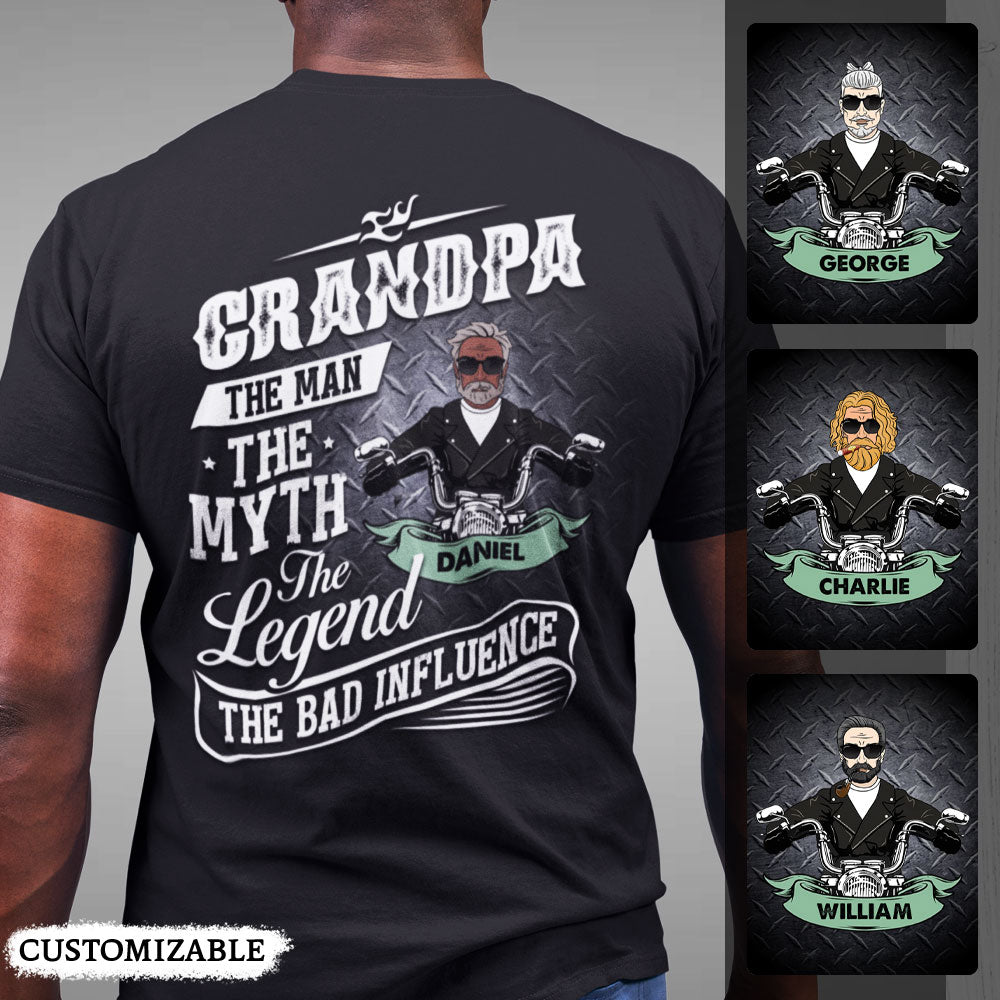 Grandpa The Bad Influence Custom Apparel Gift For Grandfather