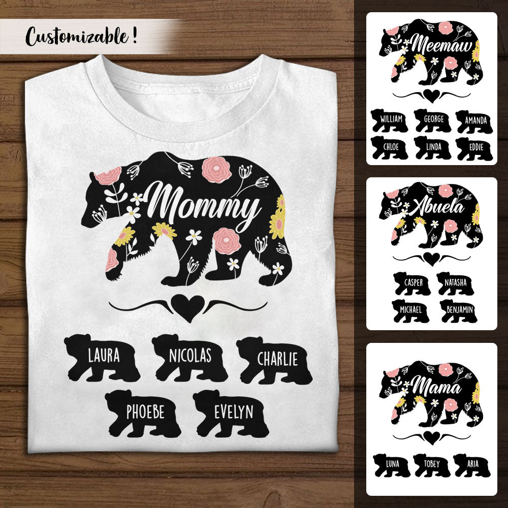 Mama Bear Floral Pattern - Personalized Apparel - Gift For Mom