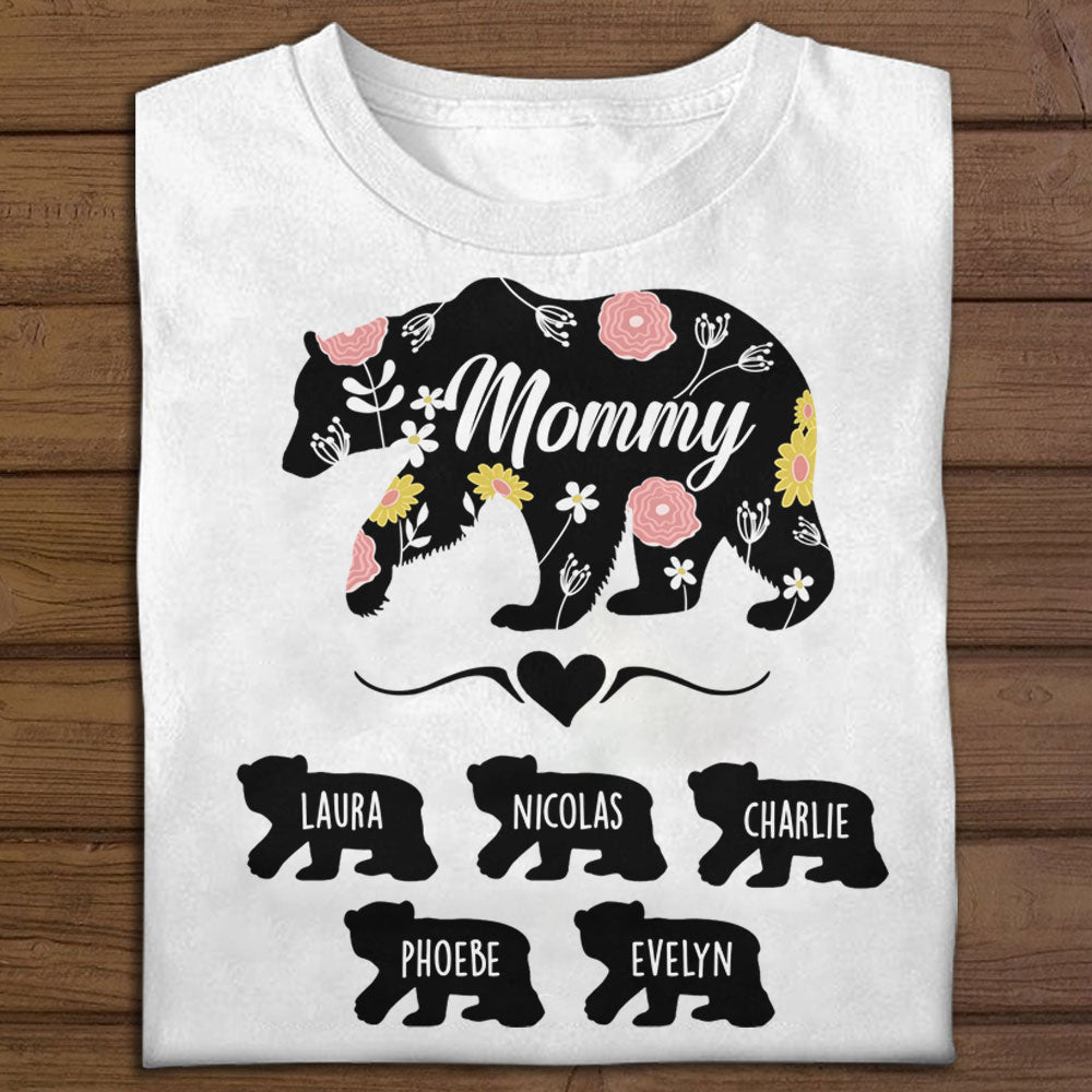 Mama Bear Floral Pattern - Personalized Apparel - Gift For Mom