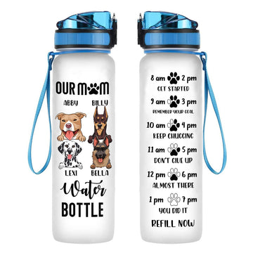 Our Mom Water Bottle Personalized Water Tracker Bottle Dog Mom