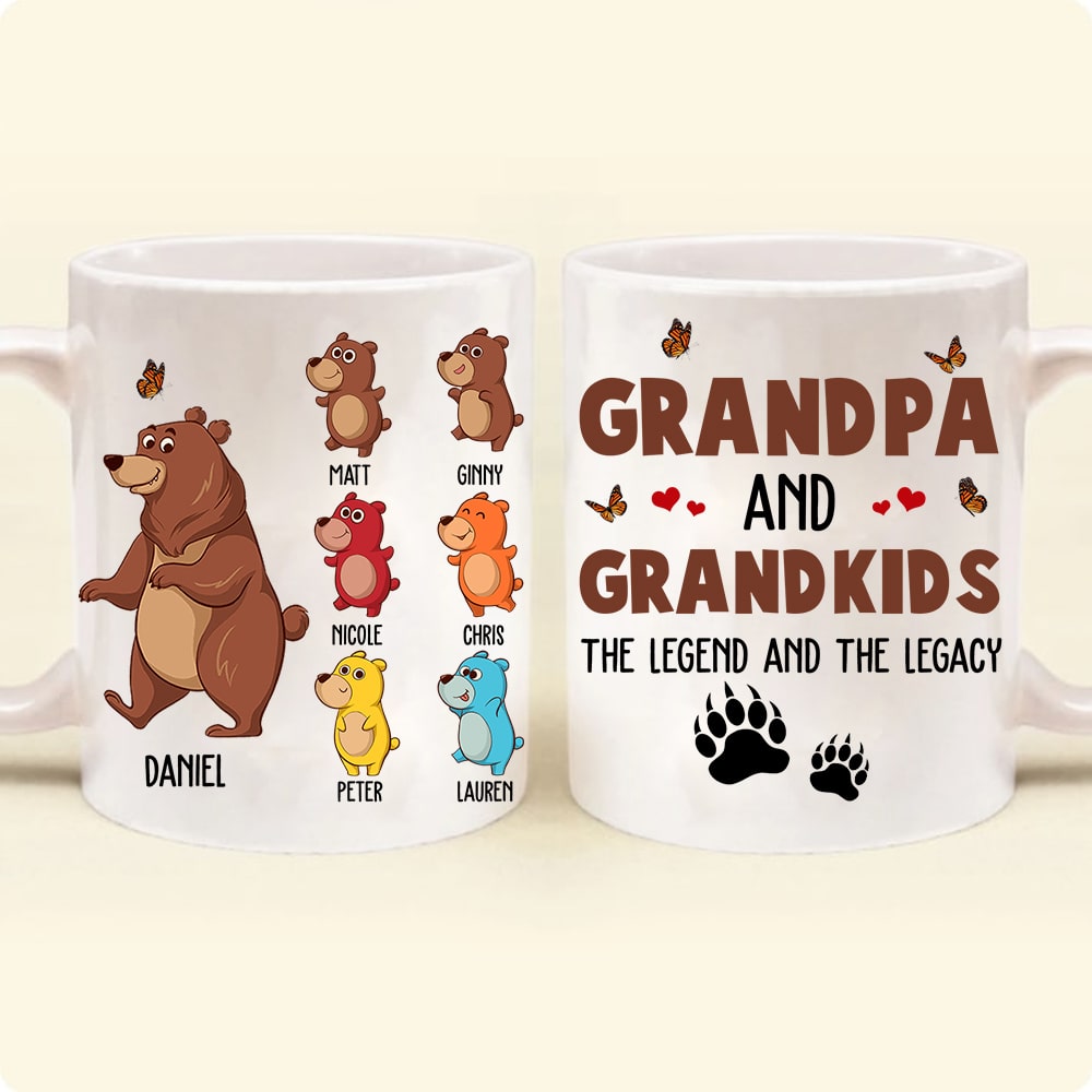 Bear Grandpa And Grandkids Personalized Mug Gift For Grandfather