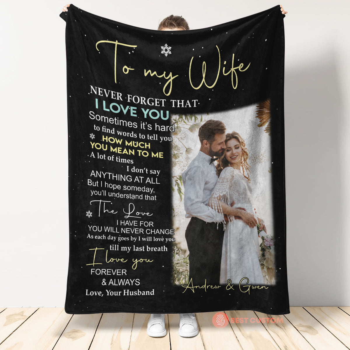 To My Wife Never Forget That I Love You Upload Photo Blanket - Gift For Wife