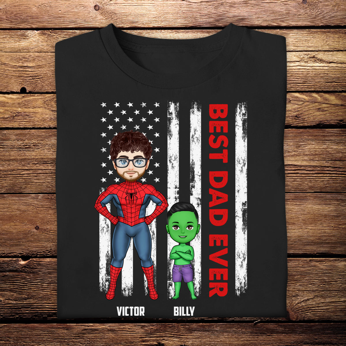 Best Dad Ever Superheroes - Personalized Apparel - Funny, Loving Gift For Dad, Father, Daddy, Father's Day