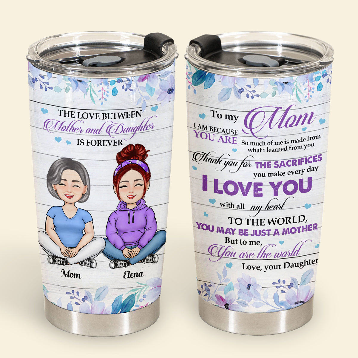 To My Mom, Love You With All My Heart - Personalized Tumbler - Gift For Mom, Mother's Day, Birthday, Loving Gift