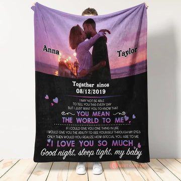 Best Valentine Gift For Girlfriend, You Mean The World To Me Blanket