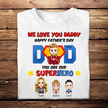 Superhero Dad And Kids - Personalized Apparel - Gift For Father, Family, Father's Day