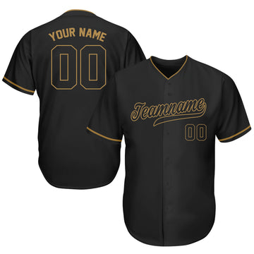 Custom Name And Number Black Yellow Baseball Jersey