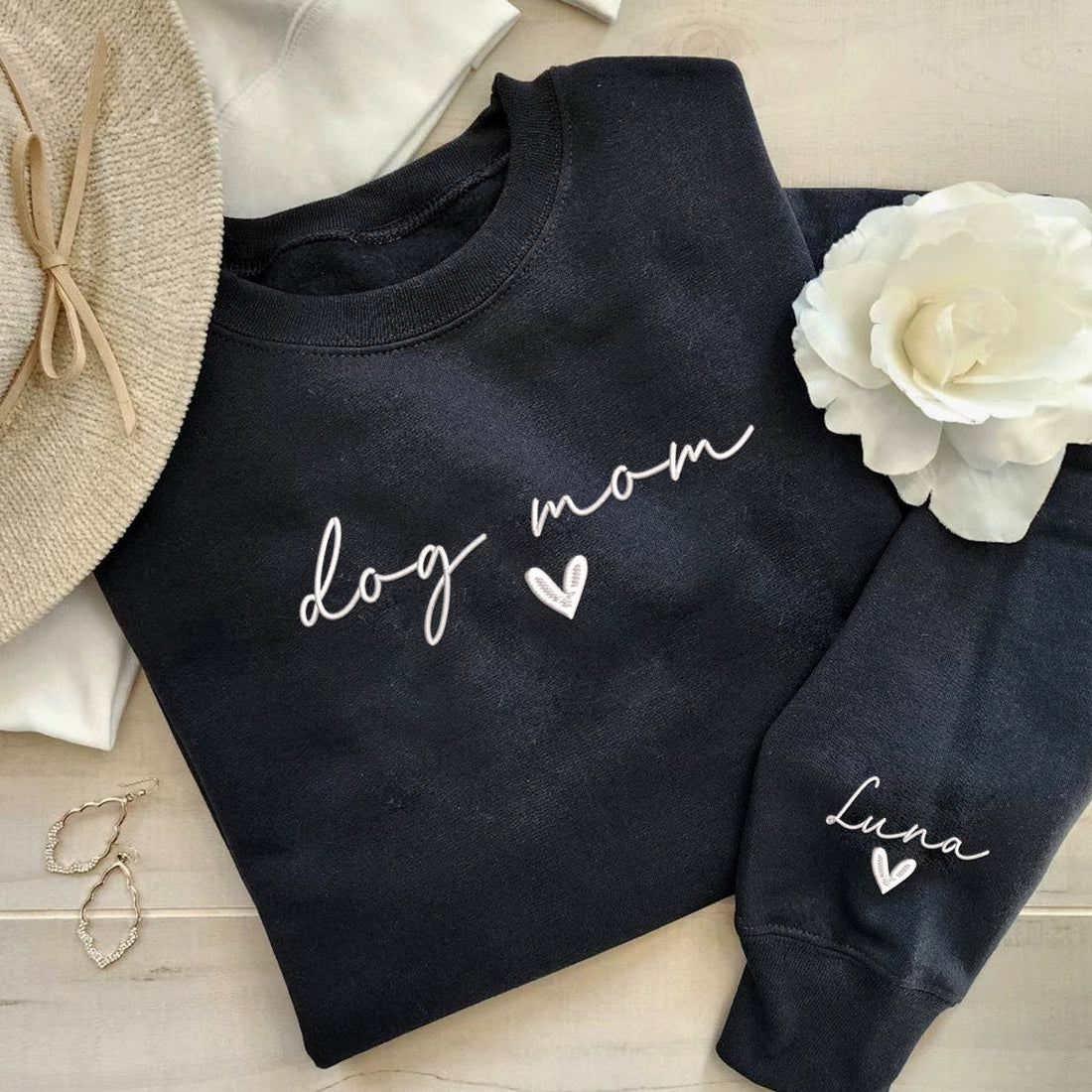 Dog Mom Embroidery Sweatshirts, Custom Dog Mom Shirt