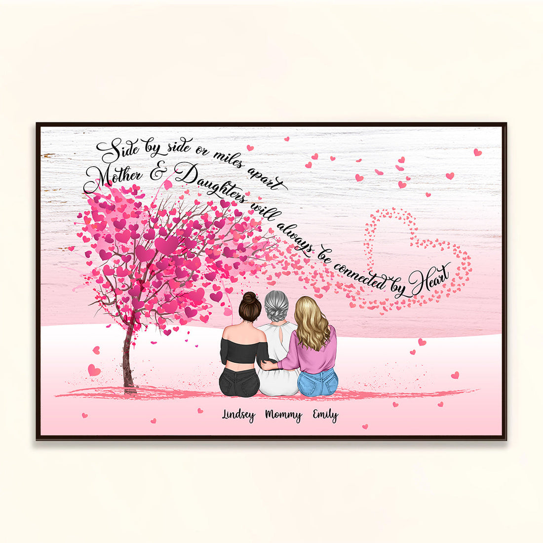 Mother & Daughters Forever Linked Together - Personalized Canvas - Mother's day Gift