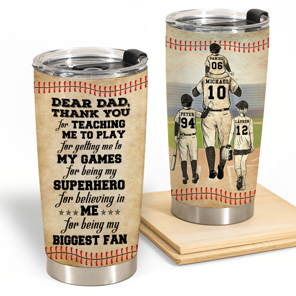 Baseball Dad And Child Thank You Personalized Tumbler Gift for Father