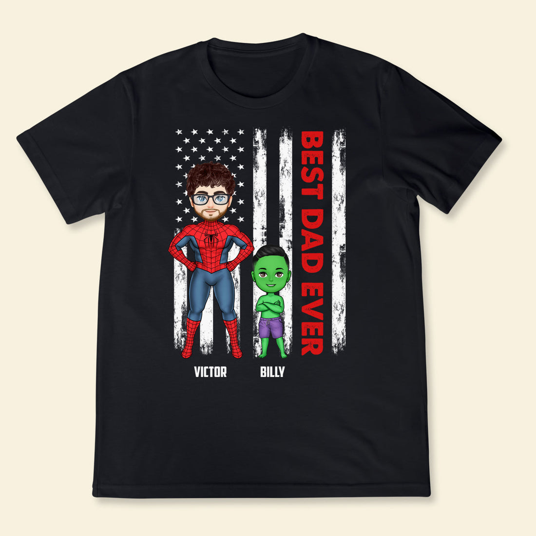 Best Dad Ever Superheroes - Personalized Apparel - Funny, Loving Gift For Dad, Father, Daddy, Father's Day