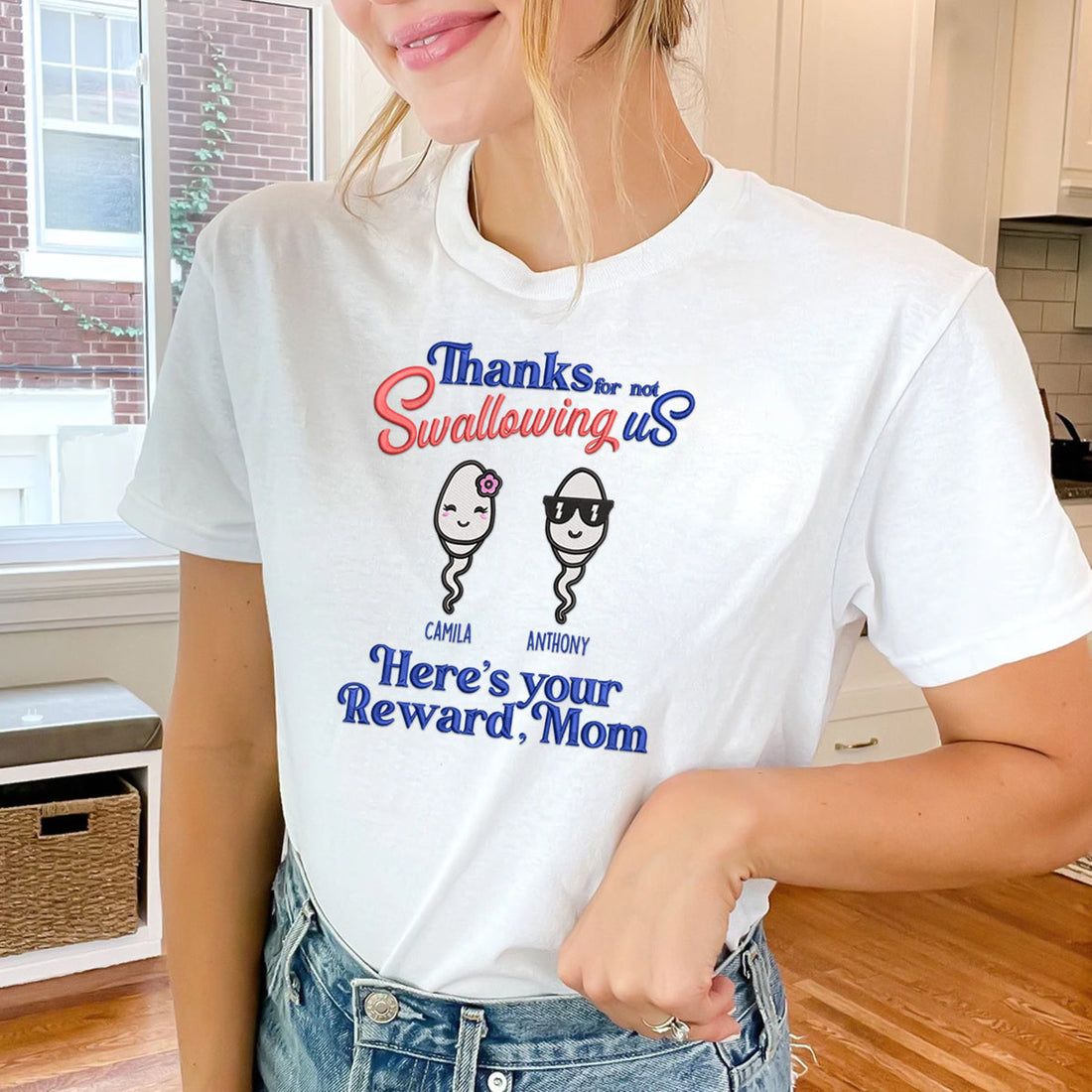 Thanks For Not Swallowing Us Embroidered Personalized Shirt