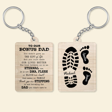 To My Bonus Dad - Personalized Acrylic Keychain - Gift For Father, Step Dad