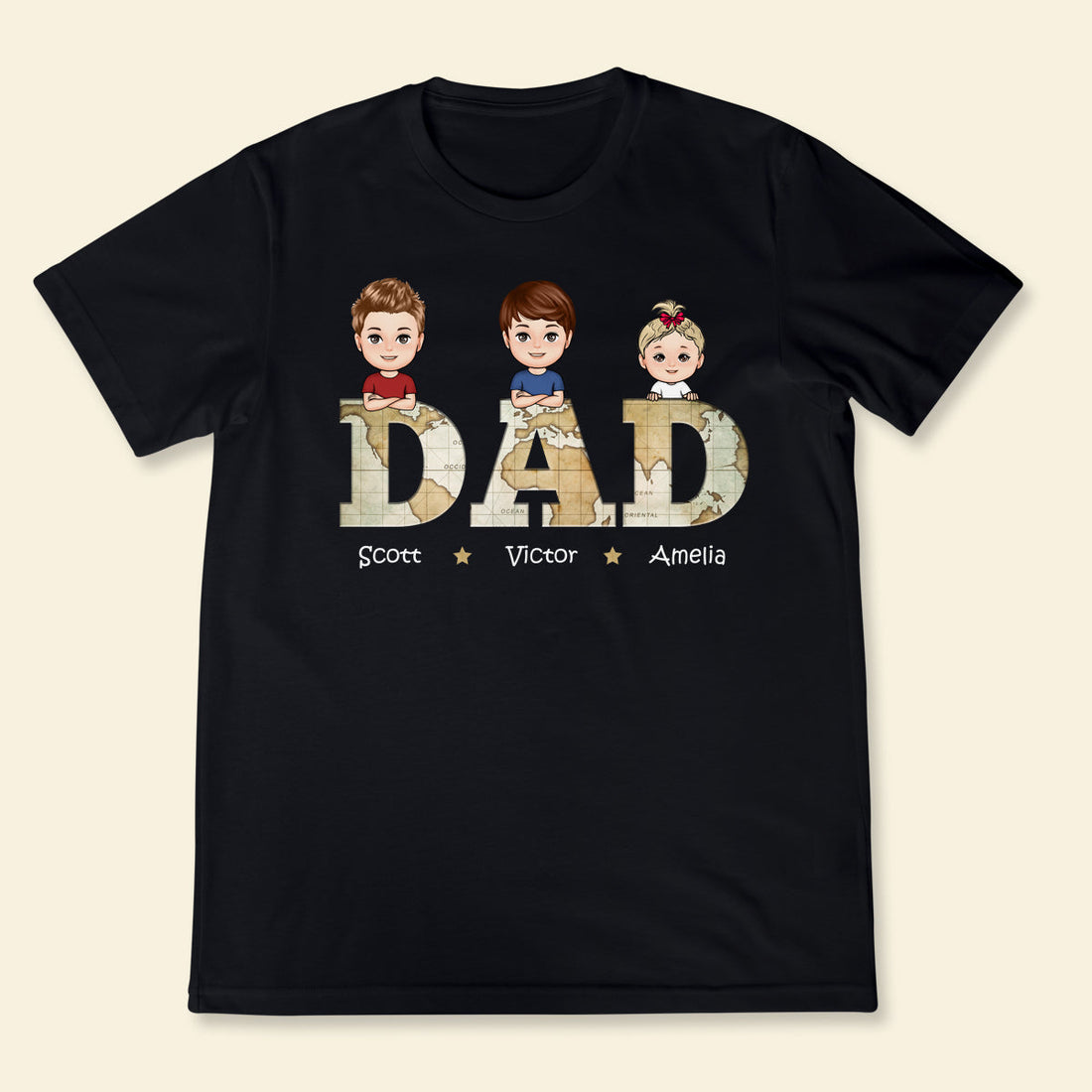 World Map Dad - Personalized Apparel - Gift For Father, Grandpa