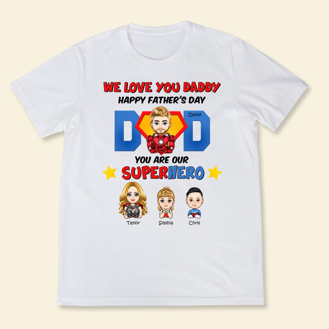 Superhero Dad And Kids - Personalized Apparel - Gift For Father, Family, Father's Day