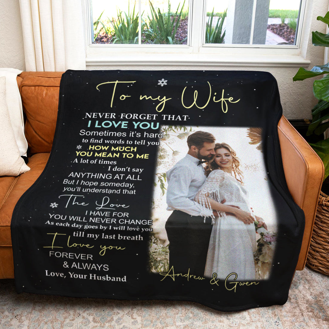 To My Wife Never Forget That I Love You Upload Photo Blanket - Gift For Wife