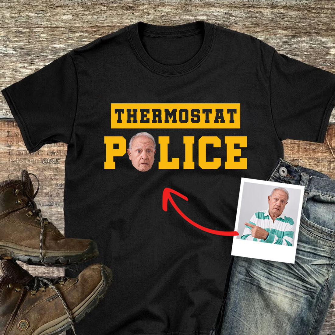 Custom Face Thermostat Police - Personalized Apparel - Funny Gift For Dad, Father's Day