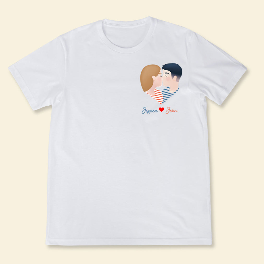 Heart Kiss Couple - Personalized Apparel - Gift For Couple