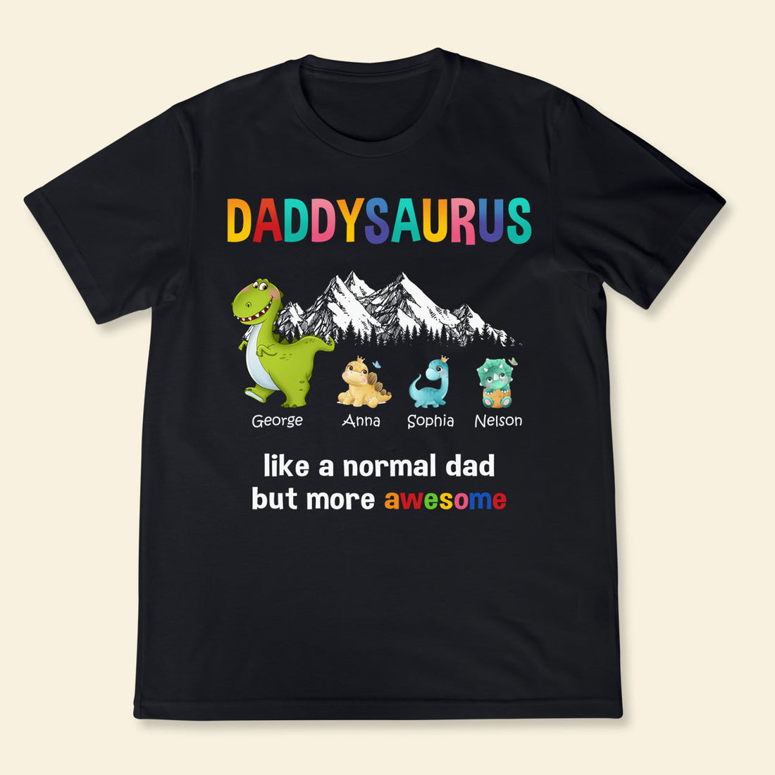 Papasaurus More Awesome - Personalized Apparel - Gift For Grandpa, Papa, Father's Day