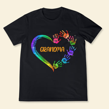 Grandma Heart Hand Prints - Personalized Apparel - Gift For Grandma