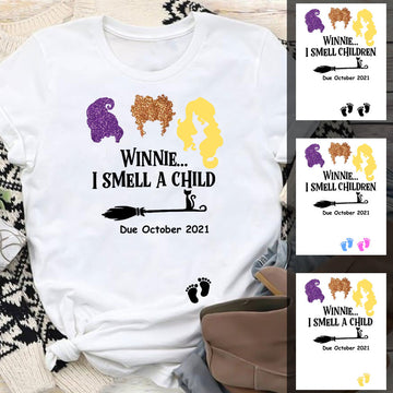 Winnie I Smell A Child Halloween Pregnant Due Birth Month Personalized Apparel