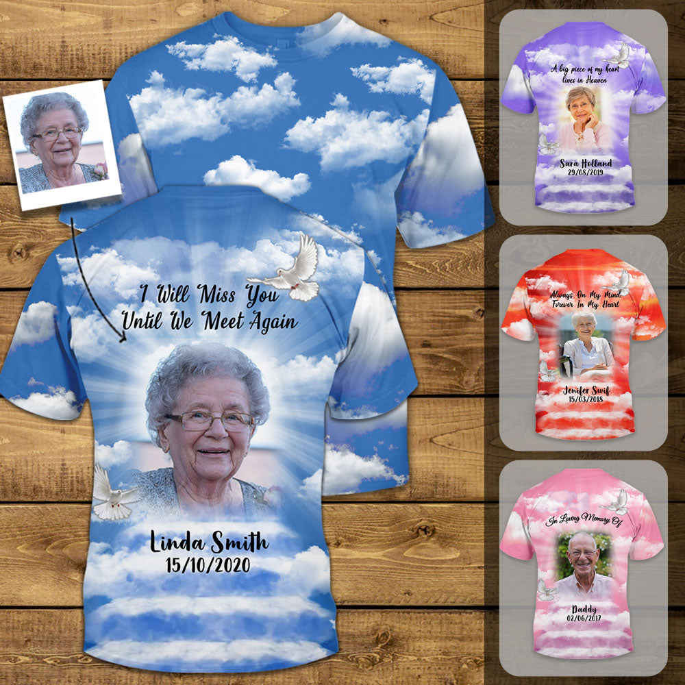 Loving Memories Back Personalized Photo 3D All Over Print Shirt Memorial