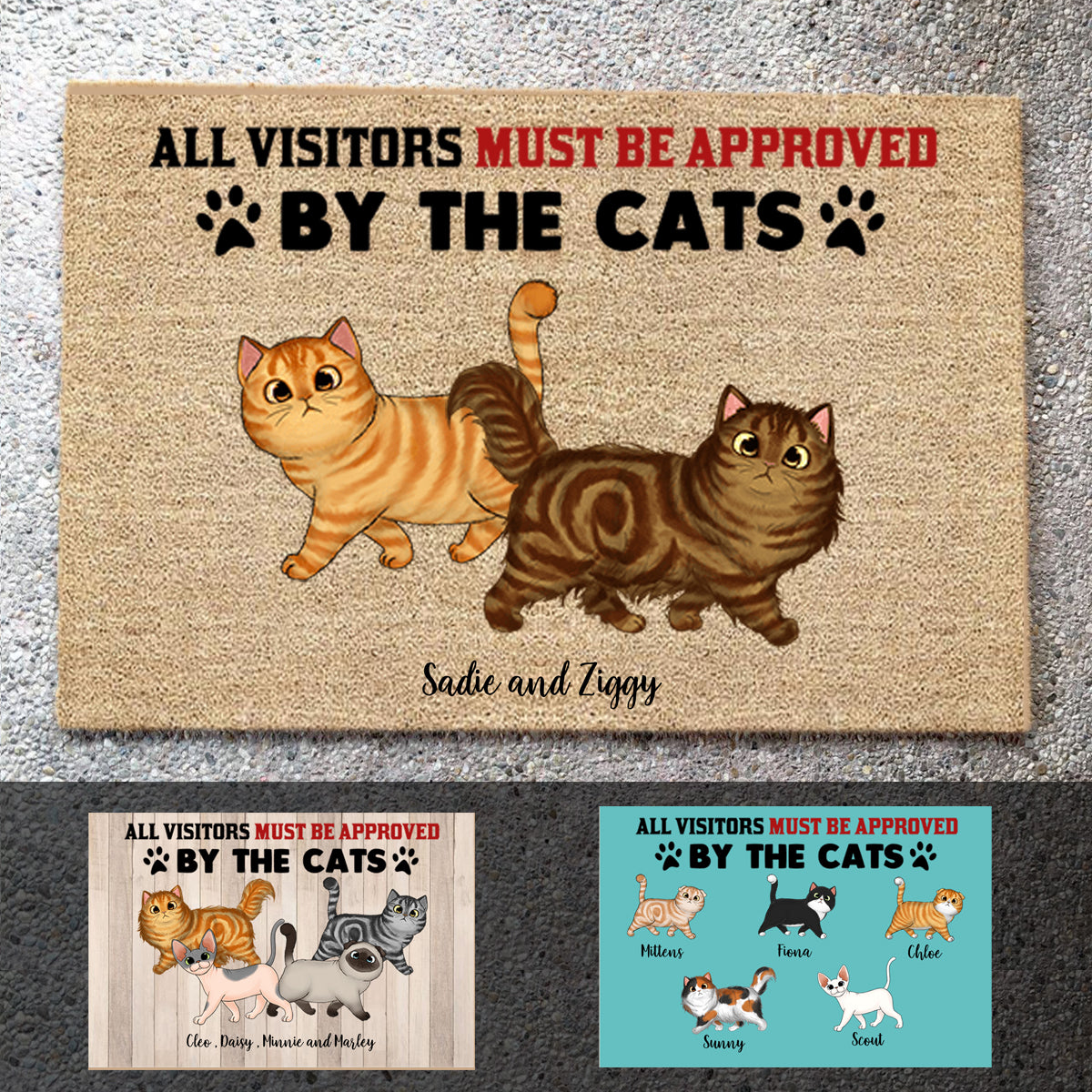 Walking Cat Personalized Doormat Gift For Cat Lovers