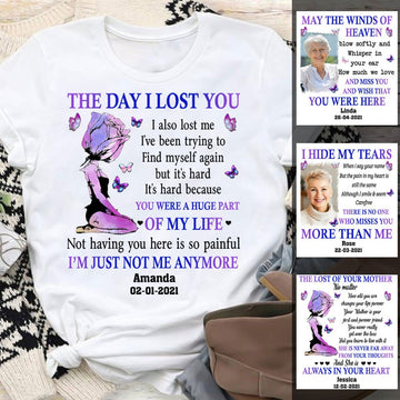 The Day I Lost You Heaven Angel Rose Butterflies - Personalized Photo Apparel - Memorial