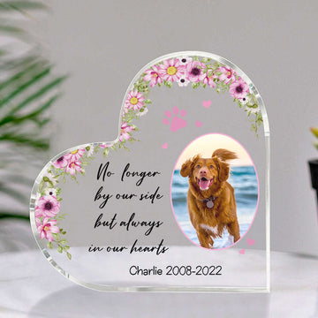 No Loger By My Side Personalized Photo Pet Memorial Heart Acrylic Plaque, Pet Memorial Keepsake, Dog Memorial Gift, Pet Memorial Plaque