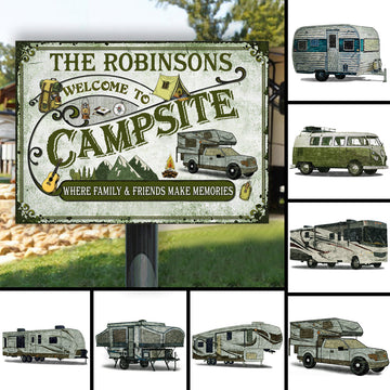 Welcome To Campsite Personalized Metal Sign Camping Family