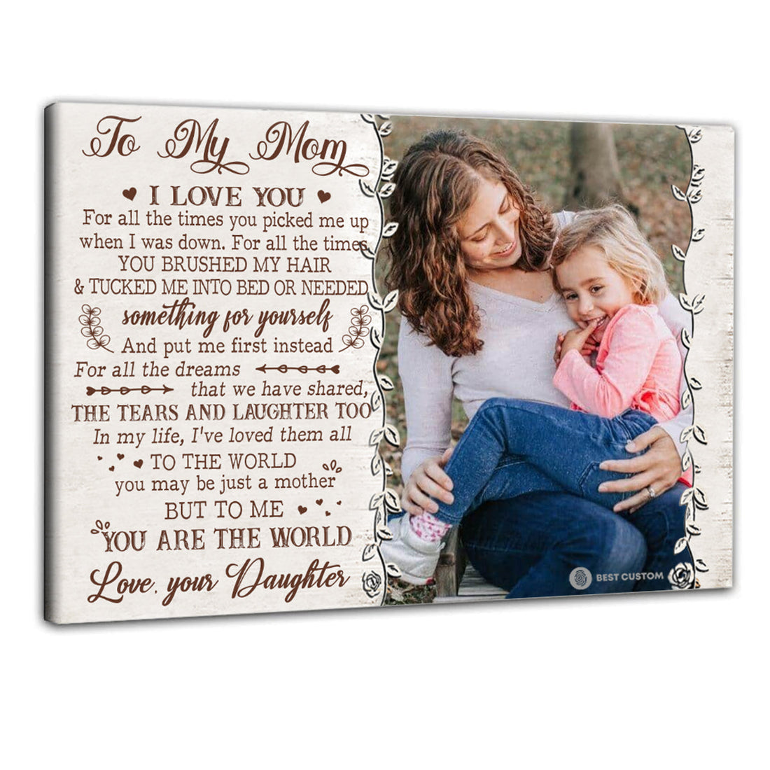 To My Mom I Love You For All A Time - Personalized Photo Canvas - Gift For Mom