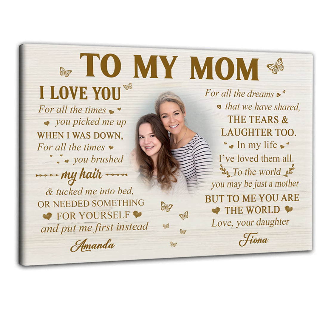 Butterfly To My Mom For All The Time - Personalized Photo Canvas - Gift For Mom