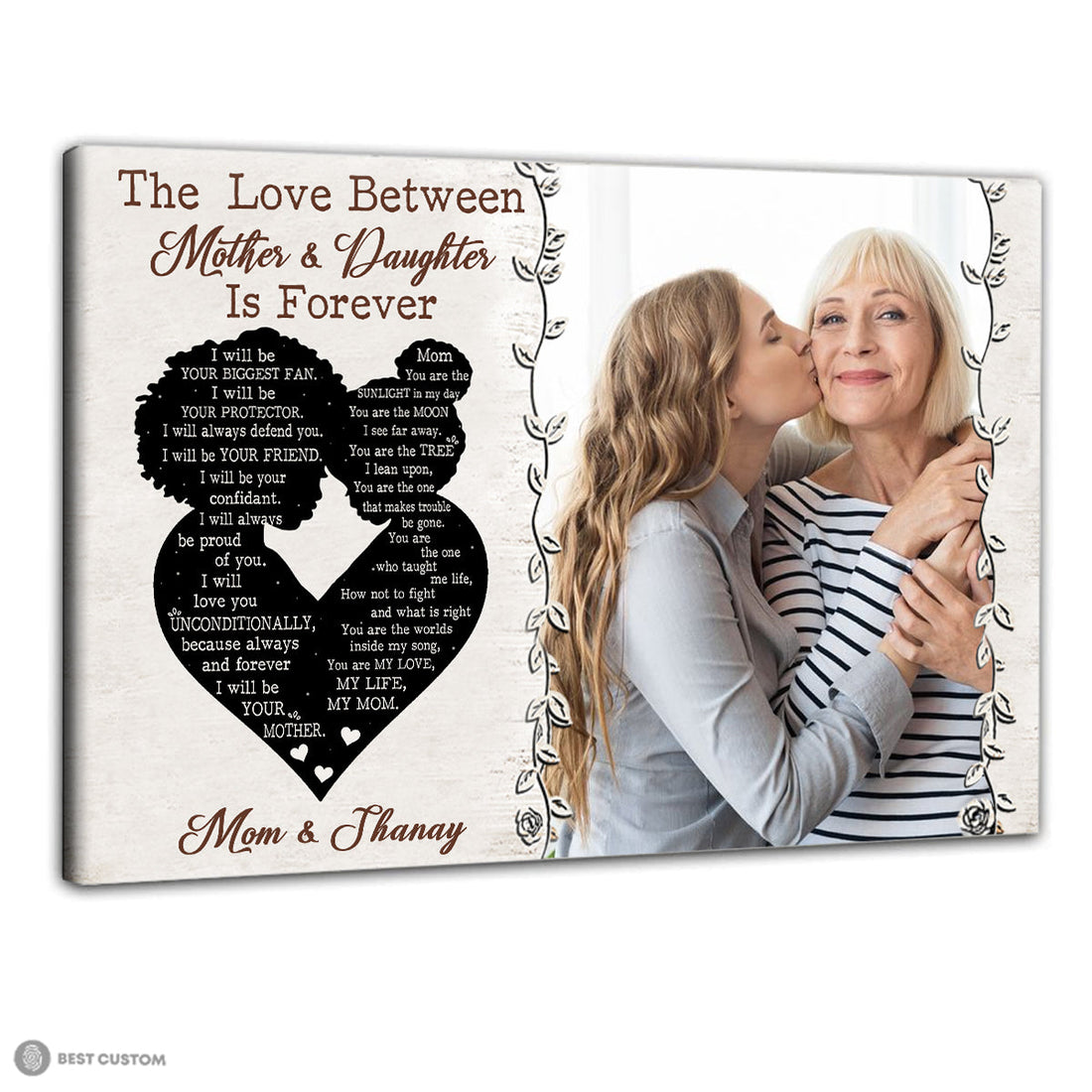 The Love Between Mother & Daughter Is Forever - Personalized Photo Canvas - Gift For Mom, Gift For Daughter