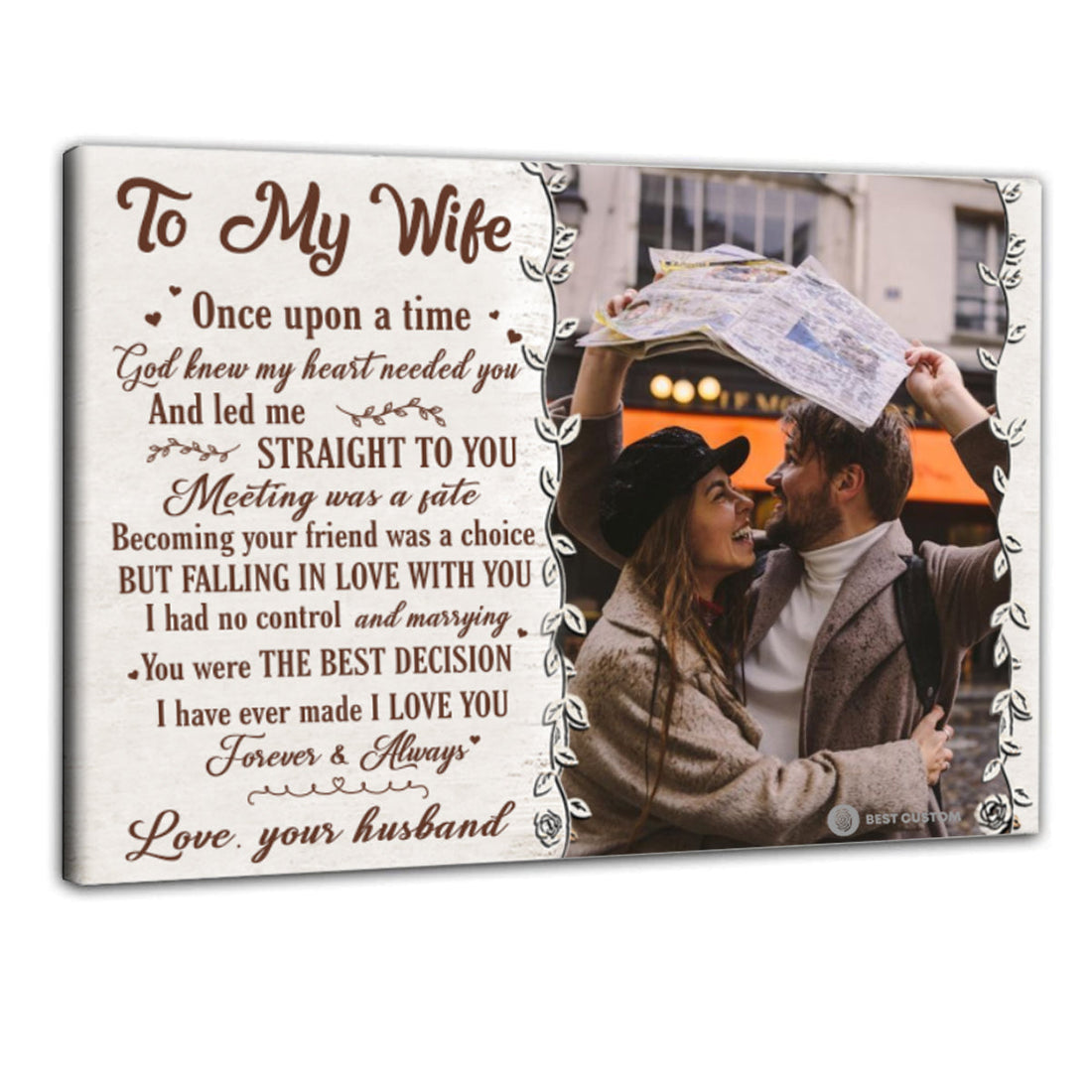 To My Wife God Knew My Heart Needed You - Personalized Photo Canvas - Gift For Couple