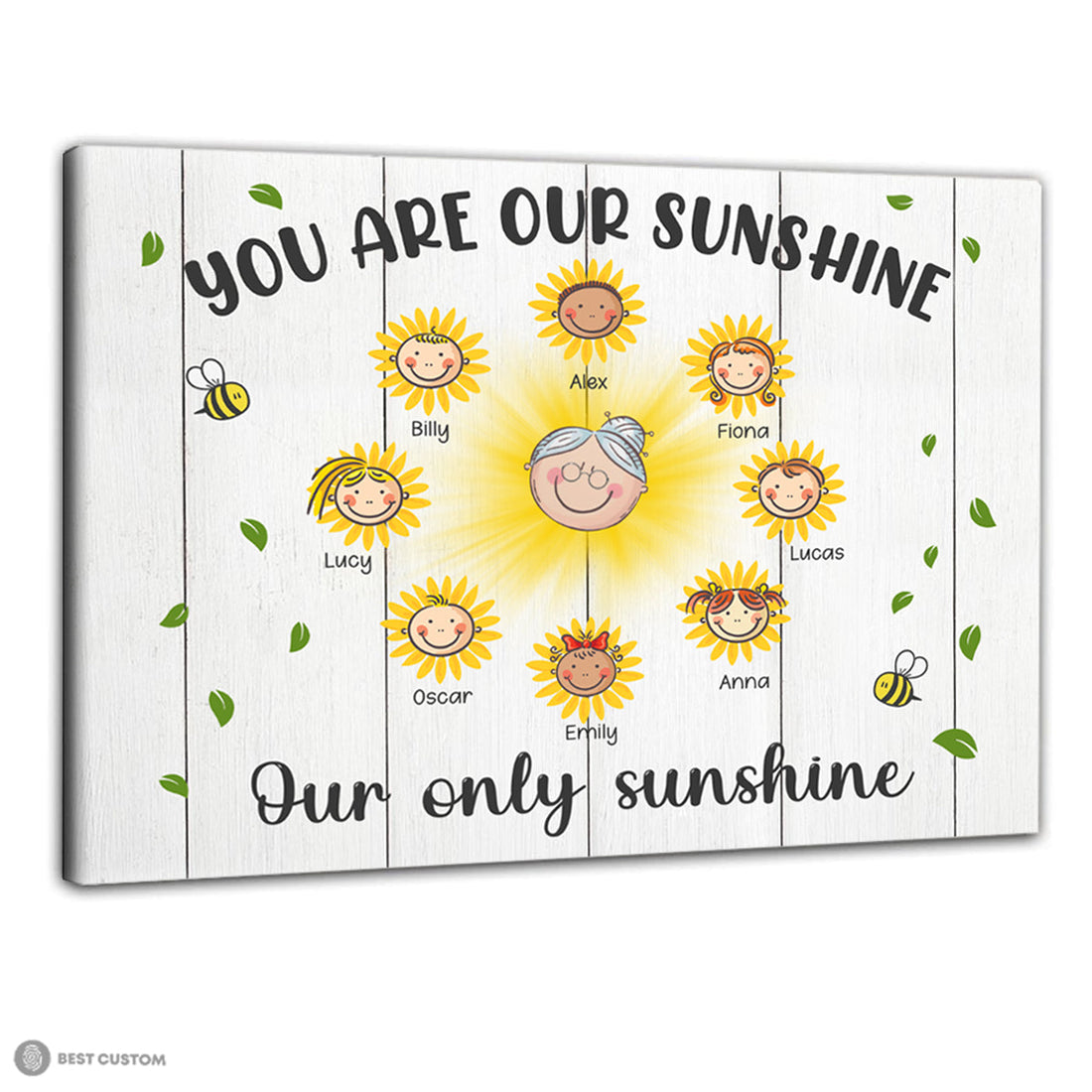 Grandma You Are Our Sunshine - Personalized Canvas - Gift For Grandma