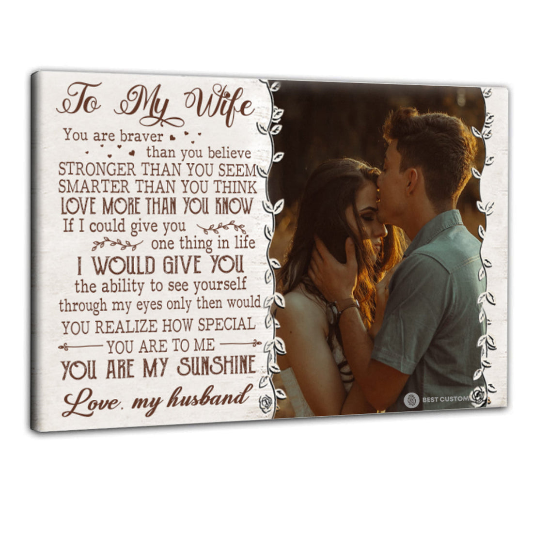 To My Wife You Are My Sunshine - Personalized Photo Canvas - Gift For Couple