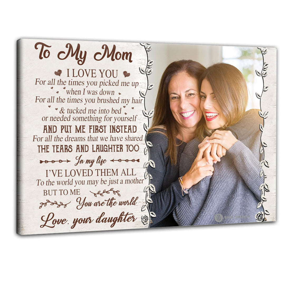 To My Mom You Are The World - Personalized Photo Canvas - Gift For Mom