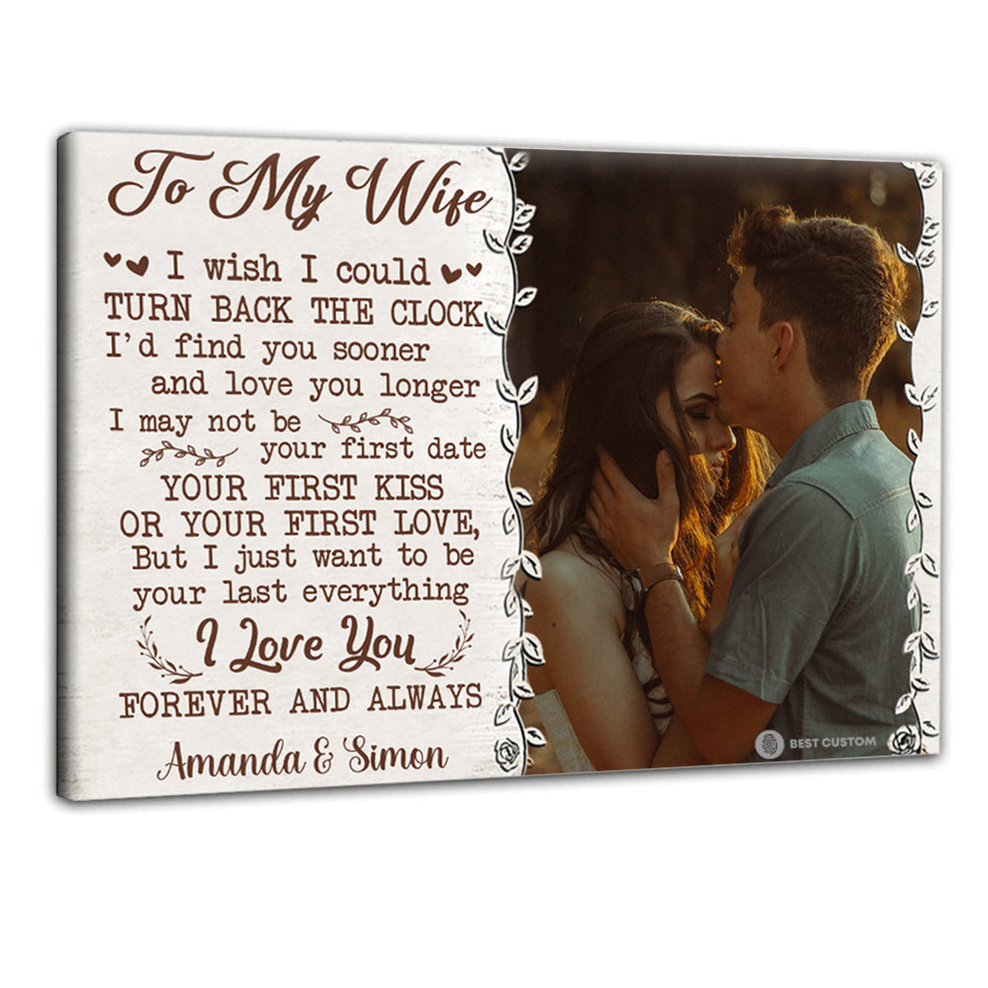 To My Wife I Wish I Could Turn Back The Clock - Personalized Photo Canvas - Gift For Couple