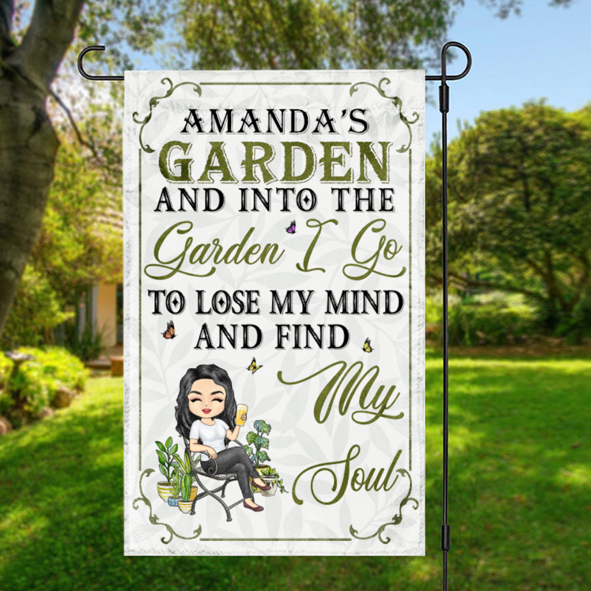 Into The Garden I Go To Lose My Mind - Personalized Flag - Gardening