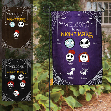 Welcome To Our Nightmare Halloween Personalized Flag