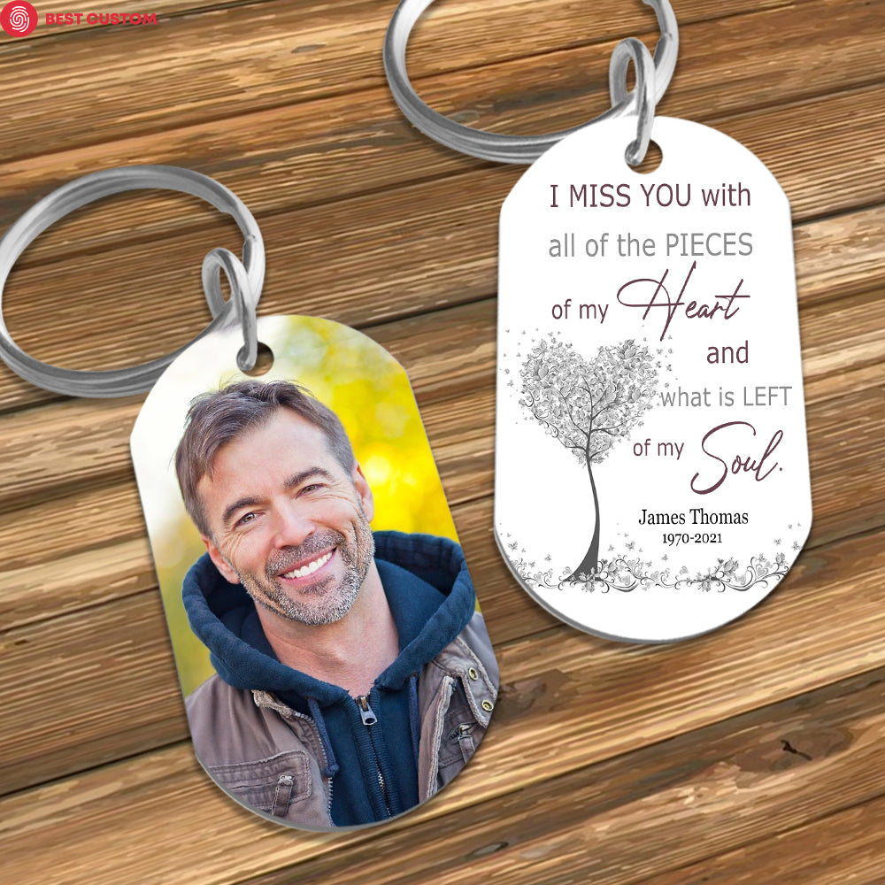 I Miss You Custom Photo Stainless Steel Keychain Memorial