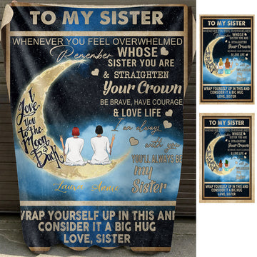 Love You To The Moon And Back - Personalized Blanket - Gift For Sister