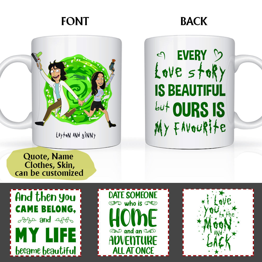 Every Love Story Is Beautiful But Ours Is My Favorite Couple R And M - Personalized Edge To Edge Mug - Gift For Couple