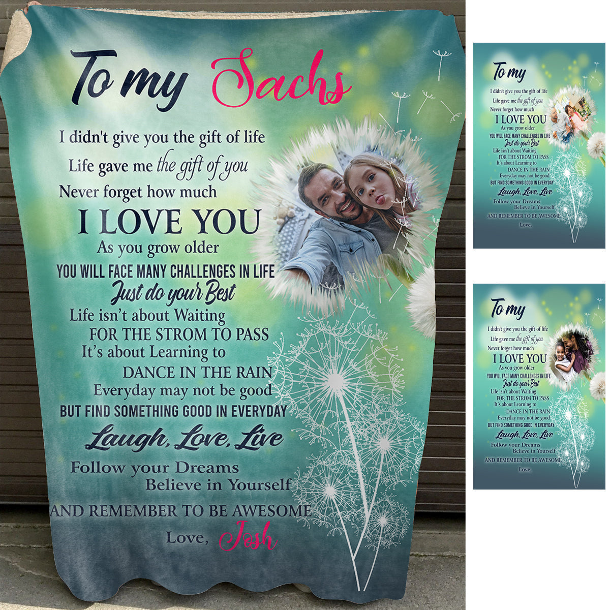 Believe In Yourself - Personalized Photo Blanket - Gift For Bonus Daughter