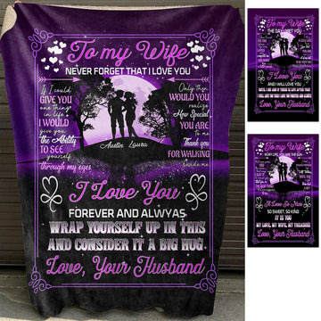 To My Wife Personalized Fleece Blankets With Names-Birthday Valentines Gifts For My Wife-Thanks For Walking Beside Me