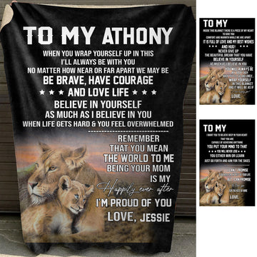 Be Brave Lion Mom - Personalized Blanket - Gift For Son