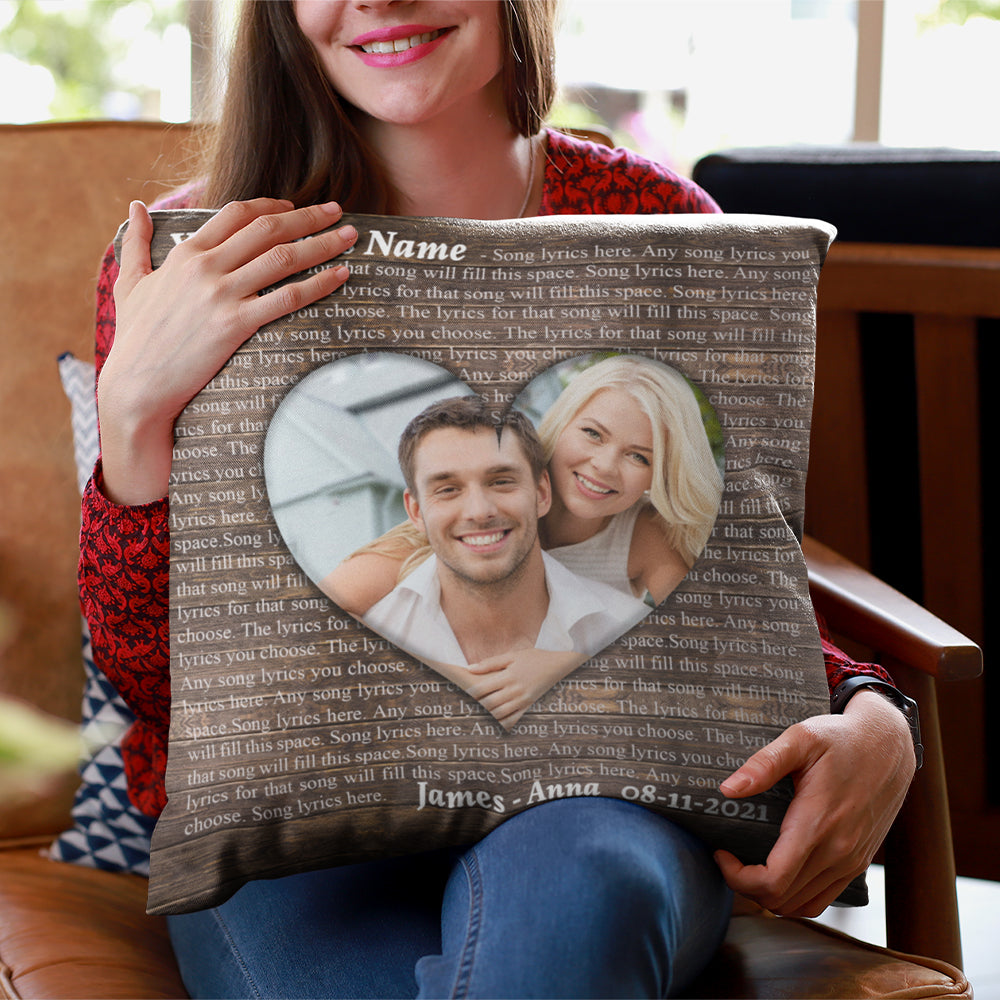 Gift For Couple Pillow, Personalized Love Song Lyrics Gift